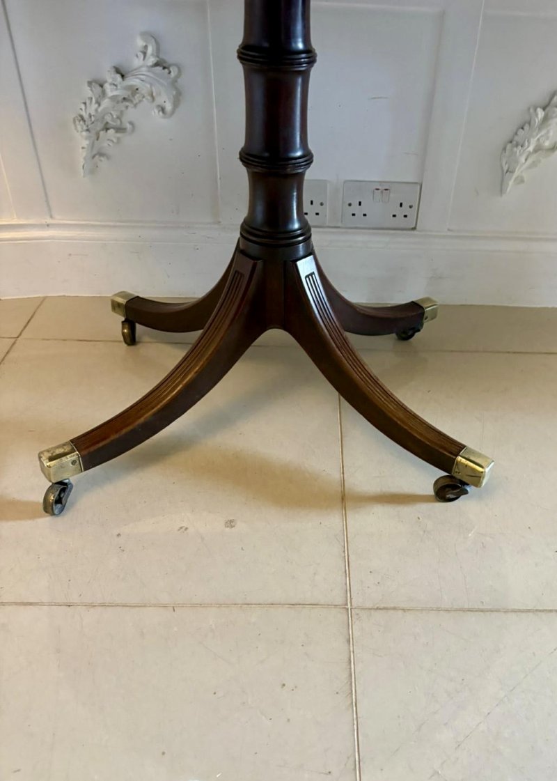 Antique Georgian Mahogany Triple Pillar Dining Table 12–14 Seater Extending with Two Leaves - Image 18